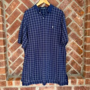 Polo Golf Ralph Lauren Polo Shirt Mens Blue WindowPane Plaid Size XXL